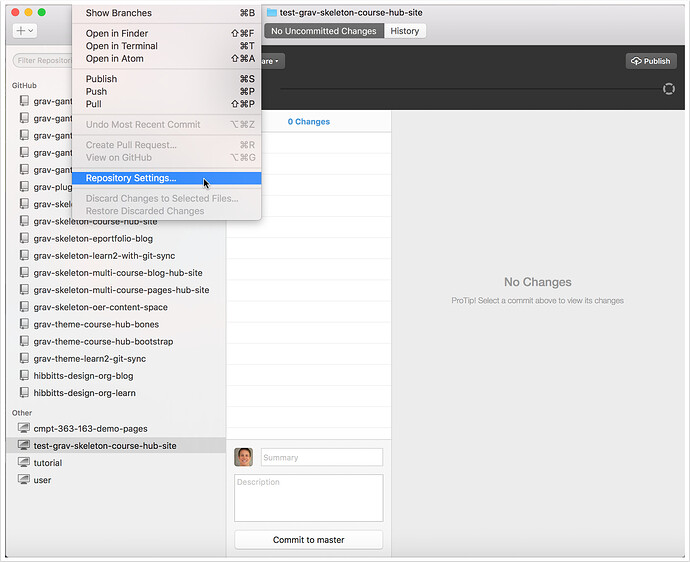 2.2 View the settings for your newly created repository